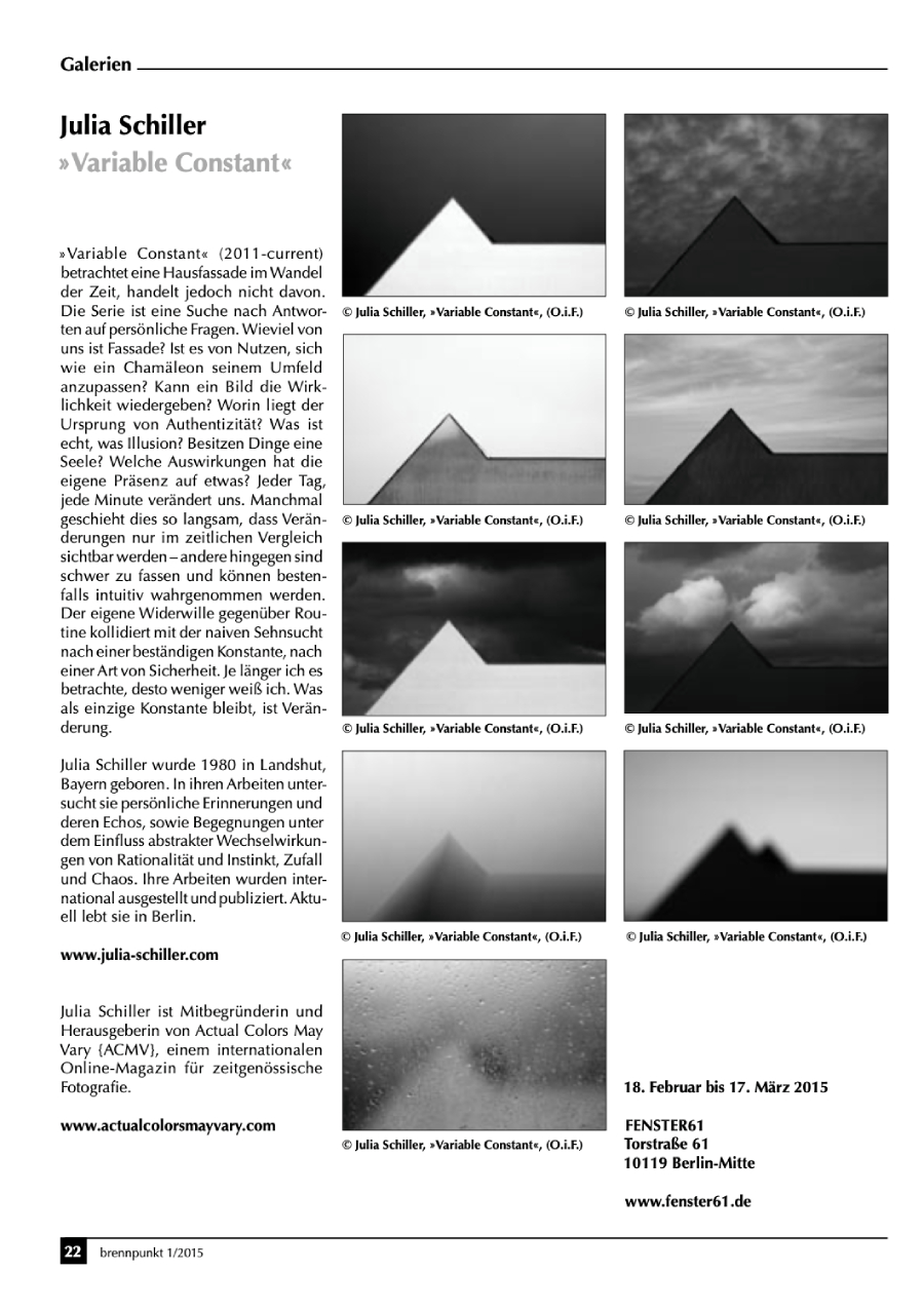 Variable Constant feat. in brennpunkt Magazine